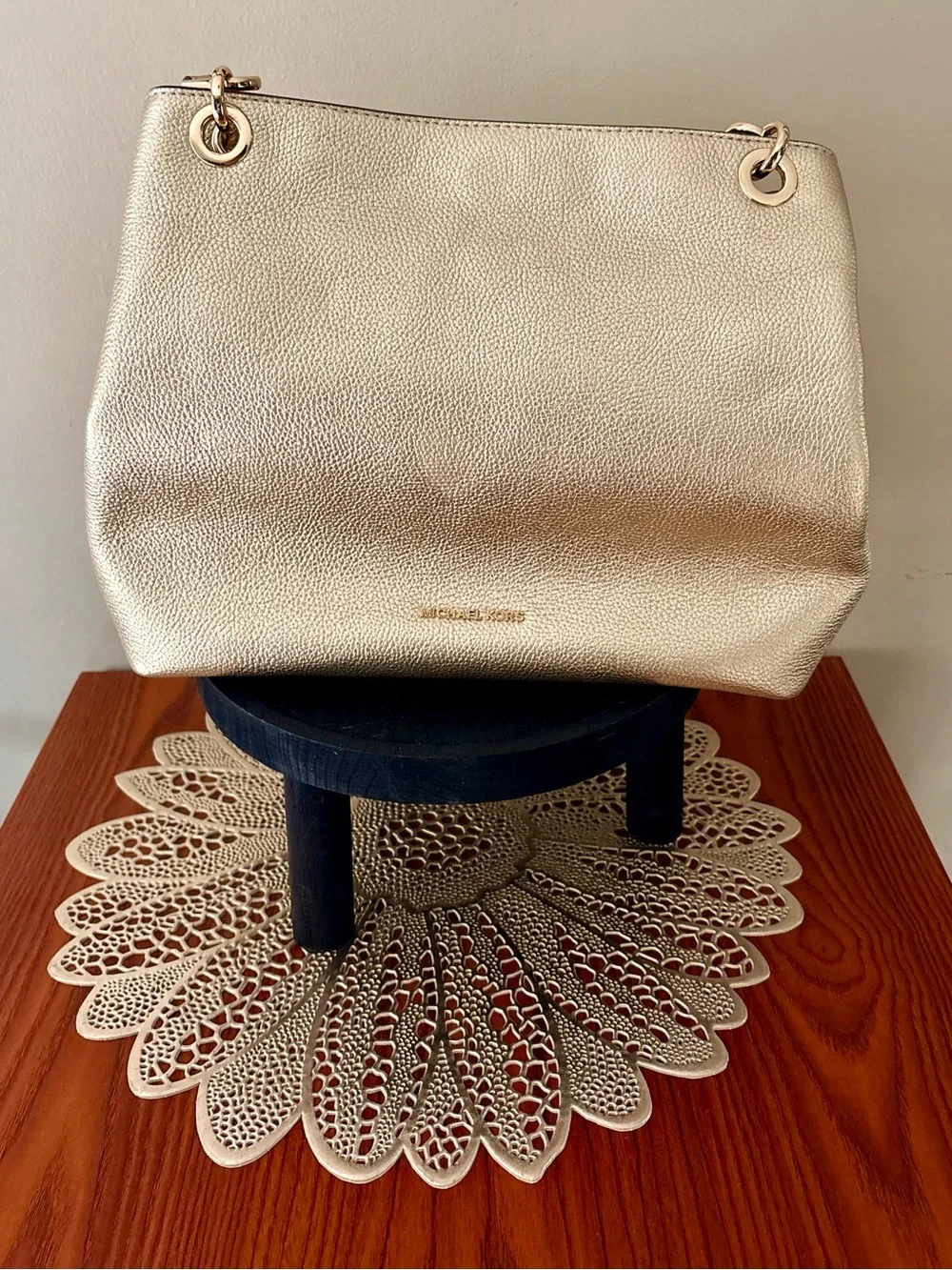 Michael Kors Metallic Gold Leather Shoulder Tote